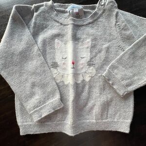 Jacadi Cat Motif Girls Sweater - 18 months